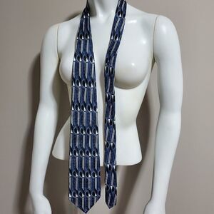 Zylos George Machadc Blue & White Silk Tie
